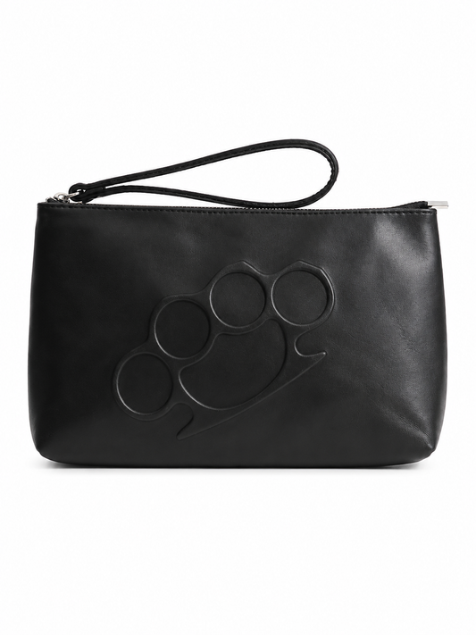 KNUCKLE LEATHER CLUTCH BLACK