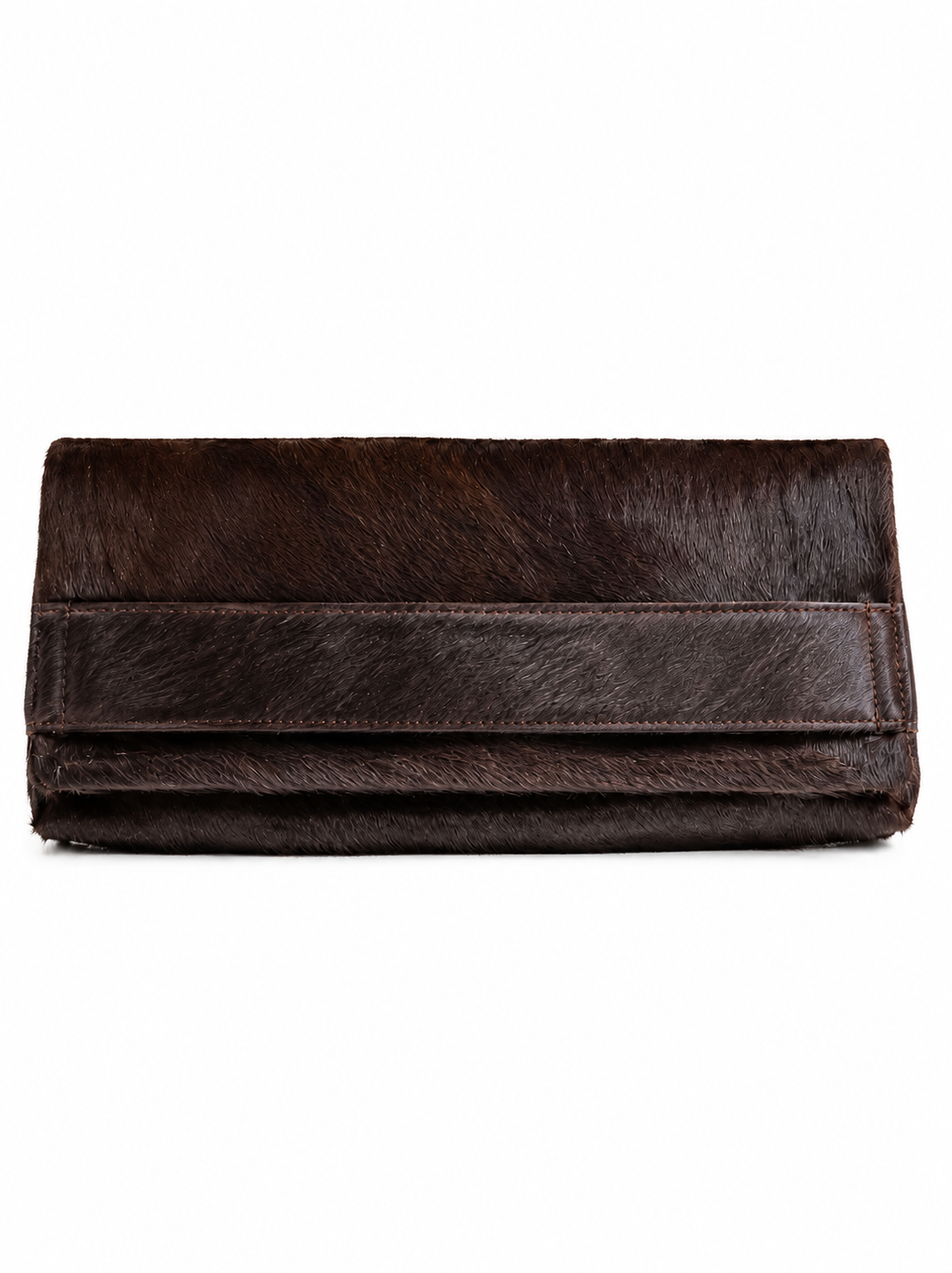 PILLOW COWHIDE CLUTCH BROWN