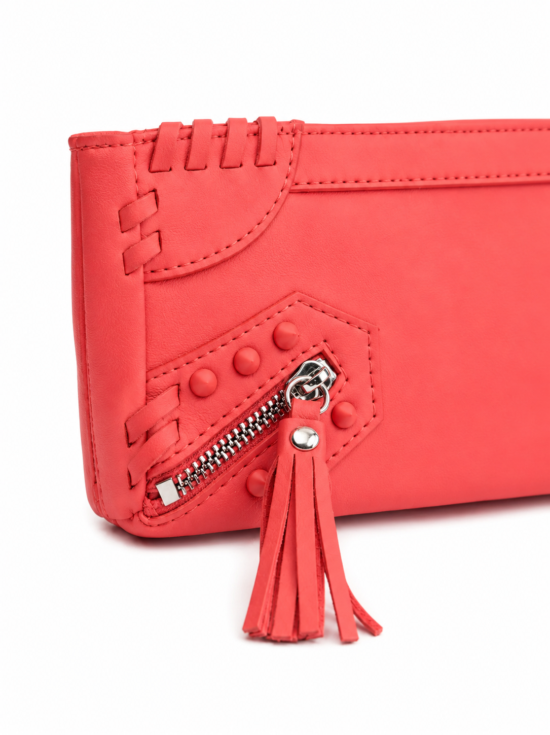 METRO LEATHER CLUTCH CORAL