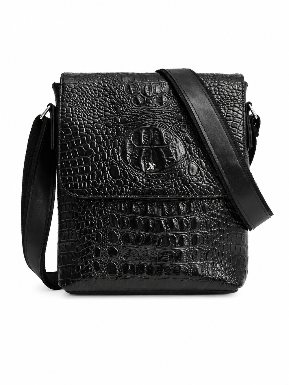 LEATHER POUCH CROC BLACK