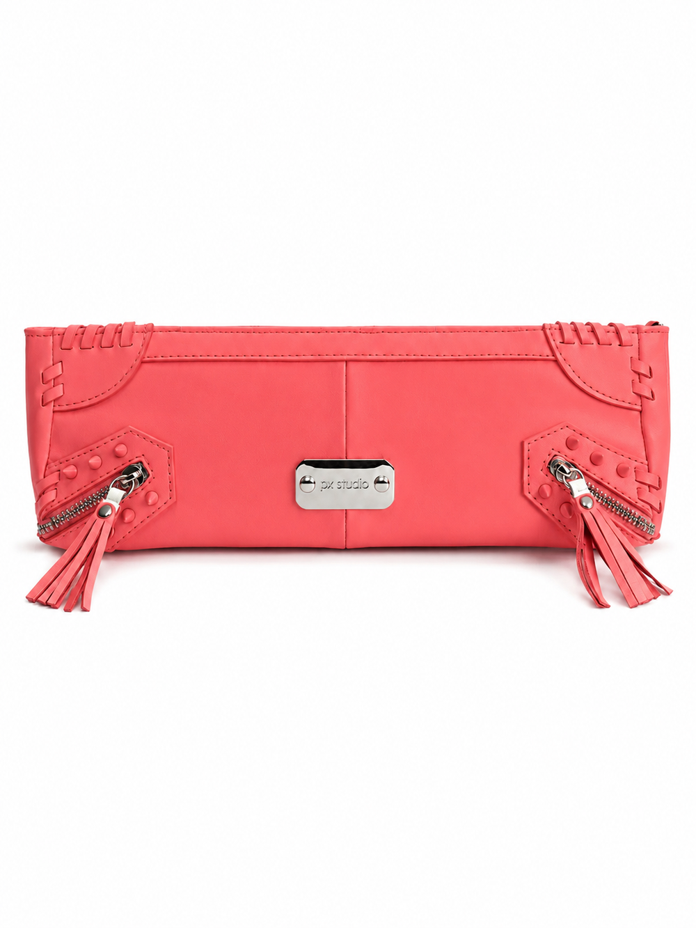 METRO LEATHER CLUTCH CORAL