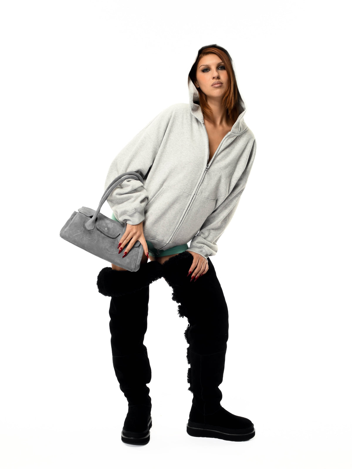 SUEDE CARRYALL MINI GREY