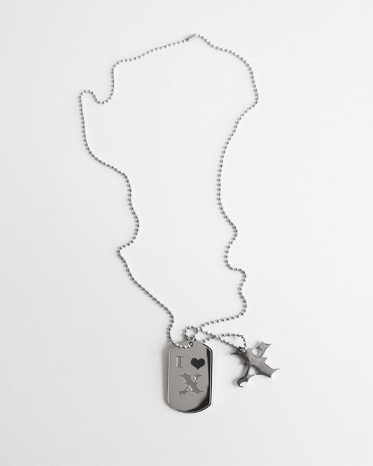 'I HEART X' DOG TAG NECKLACE
