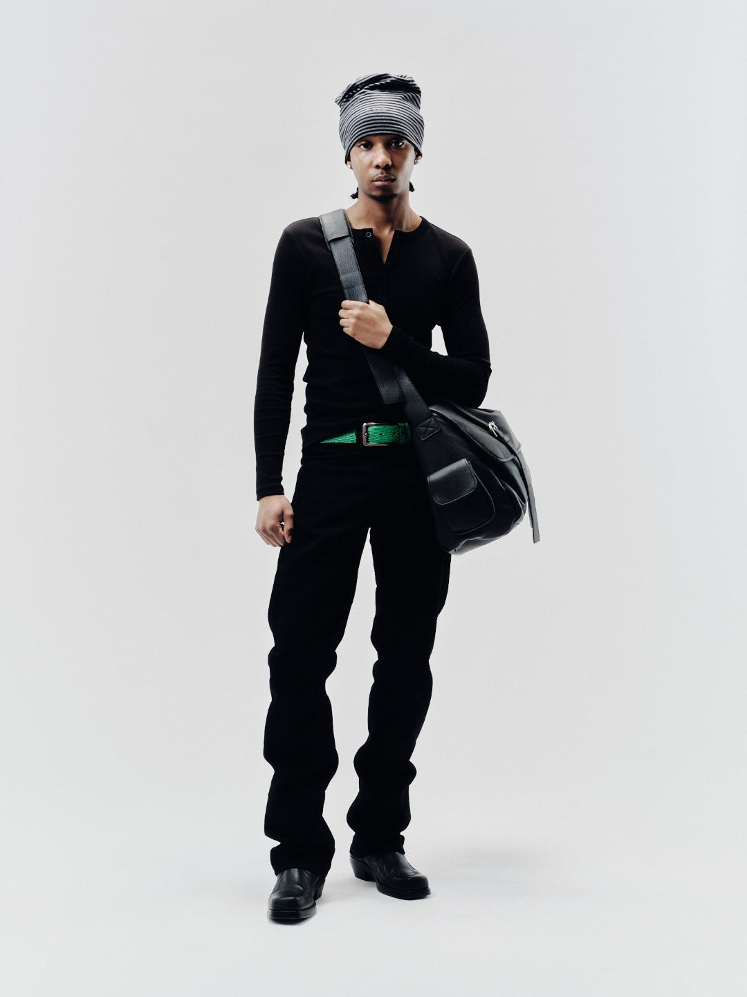 FREDDY LEATHER MESSENGER BLACK