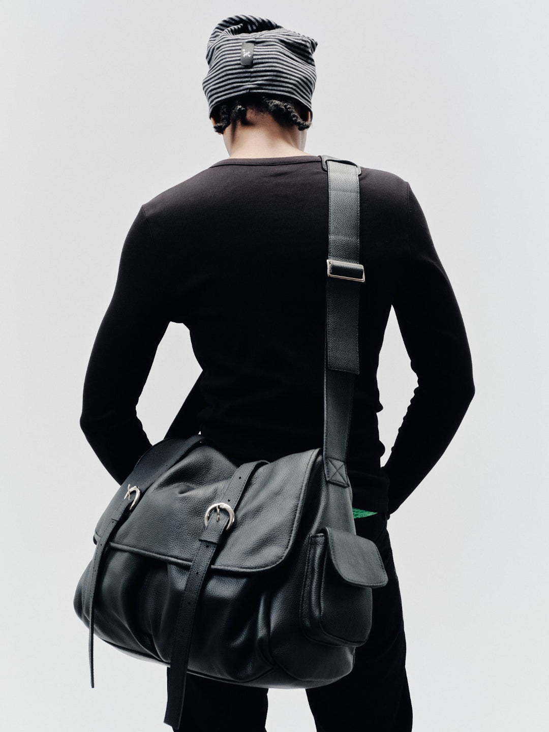 FREDDY LEATHER MESSENGER BLACK
