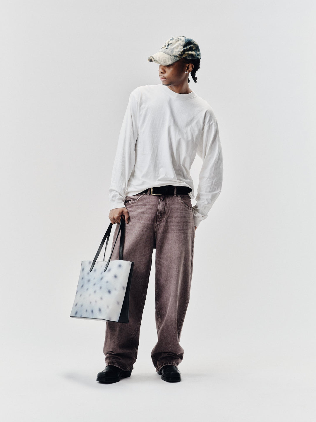 LEATHER AIRBRUSH TOTE BAMBI BLUE