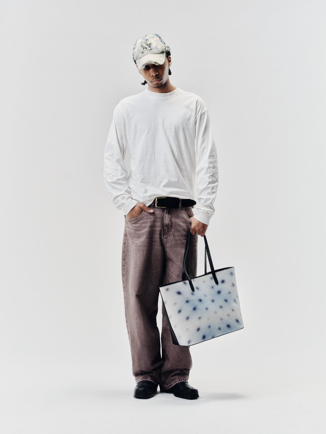 LEATHER AIRBRUSH TOTE BAMBI BLUE