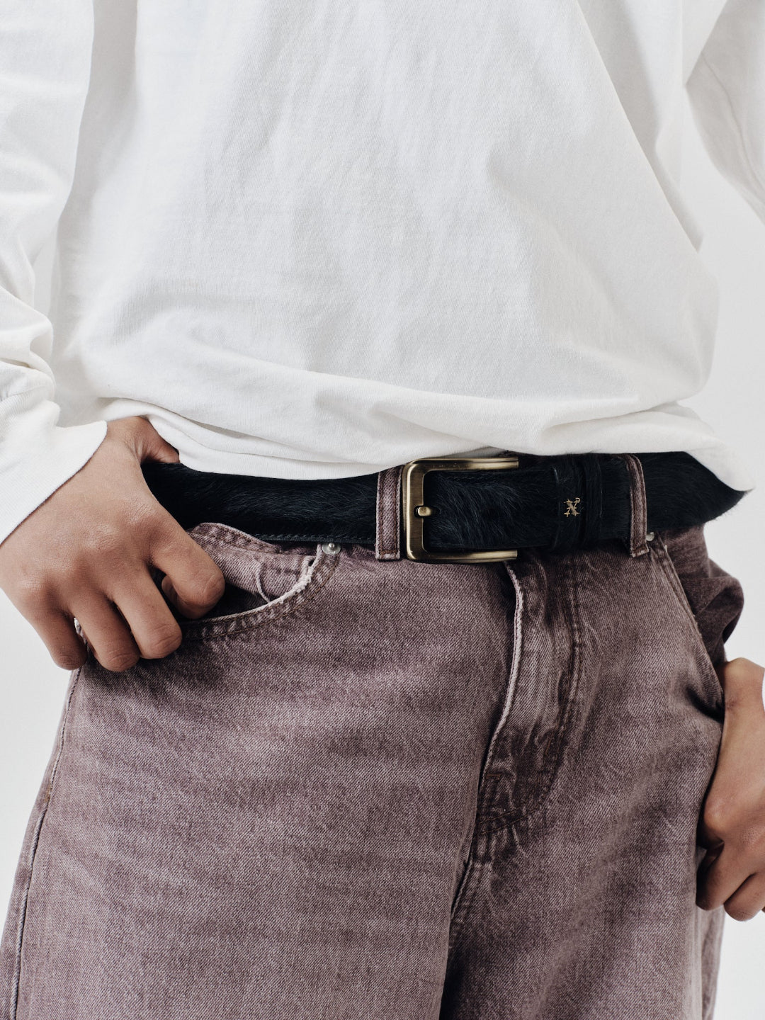 COWHIDE BELT BLACK