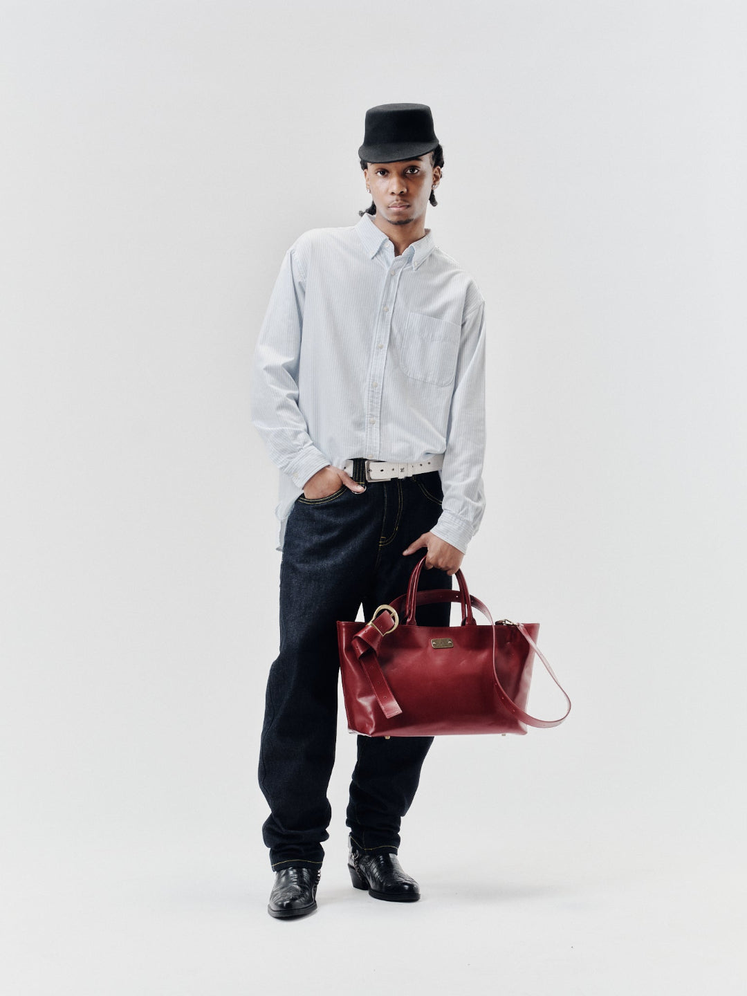 LEATHER BUCKLE SAC RED