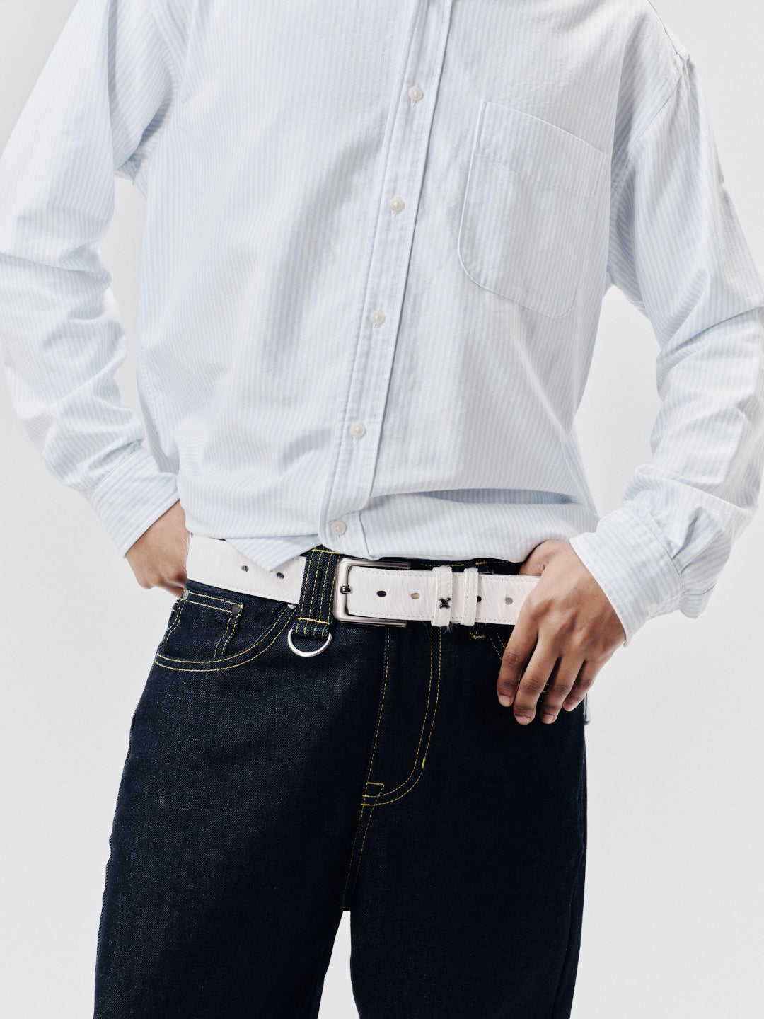 COWHIDE BELT WHITE