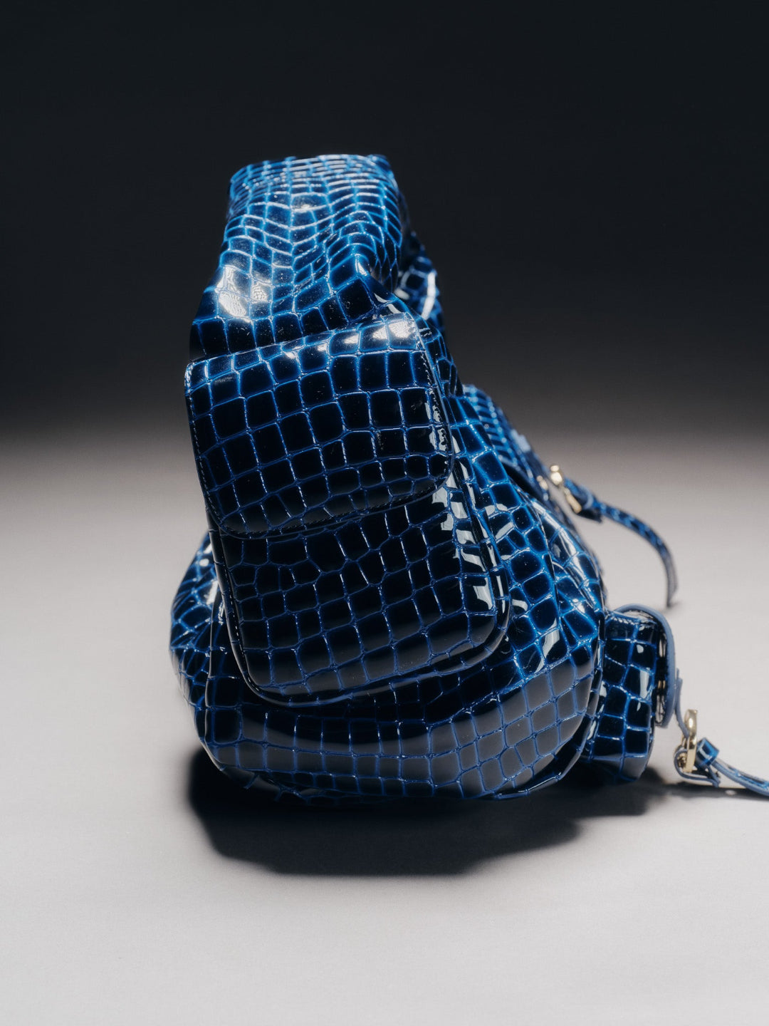 BETTY LEATHER BAG CROC BLUE