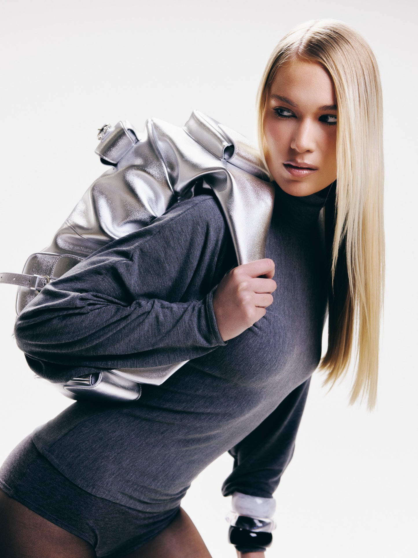 BETTY LEATHER BAG SILVER