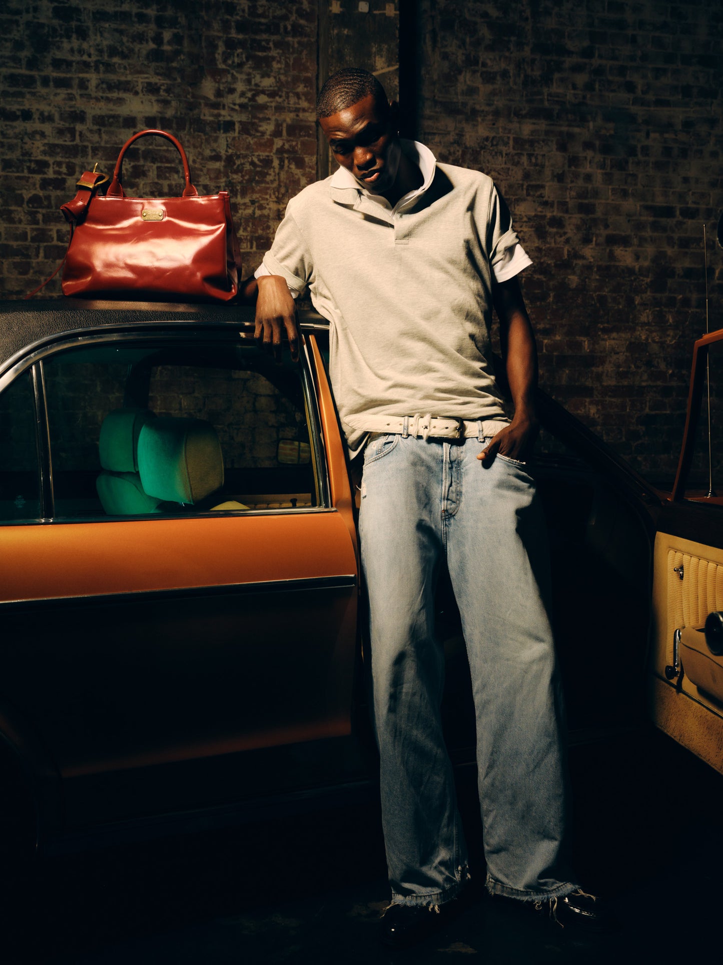 LEATHER BUCKLE SAC RED