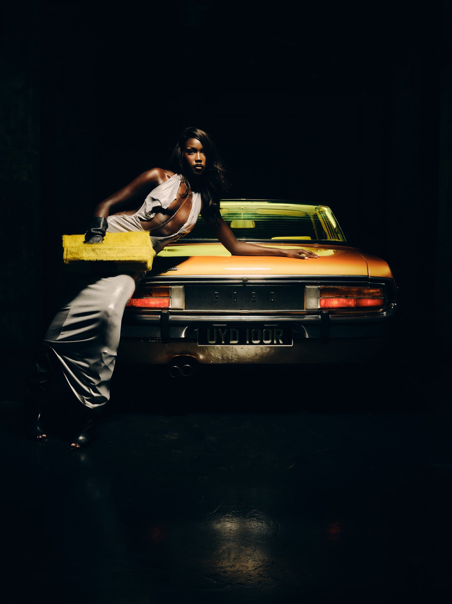 PILLOW COWHIDE CLUTCH YELLOW