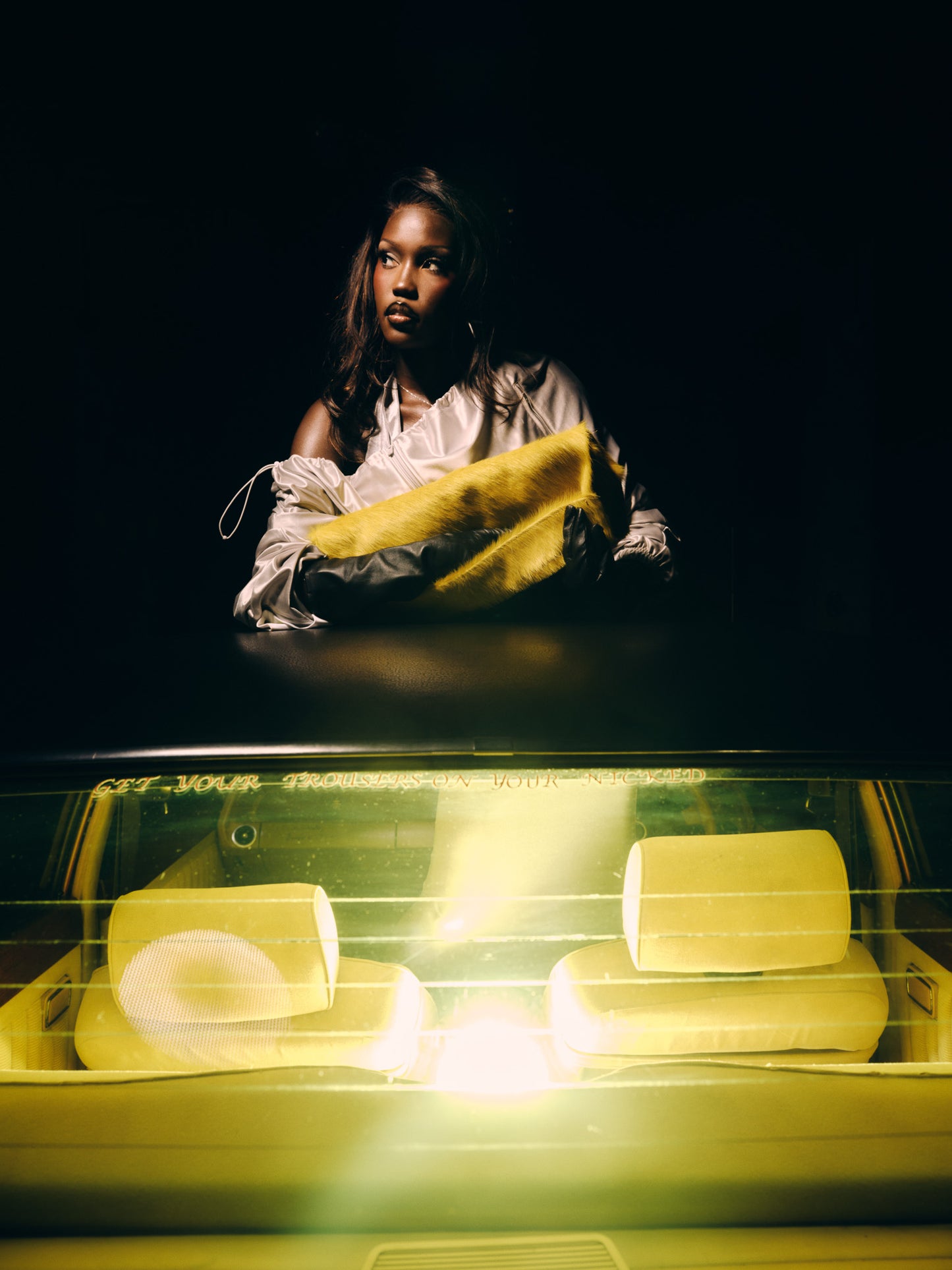 PILLOW COWHIDE CLUTCH YELLOW