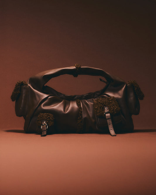 BETTY LEATHER BAG SHEARLING BROWN