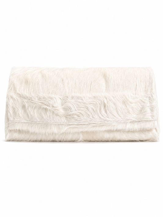 PILLOW COWHIDE CLUTCH WHITE