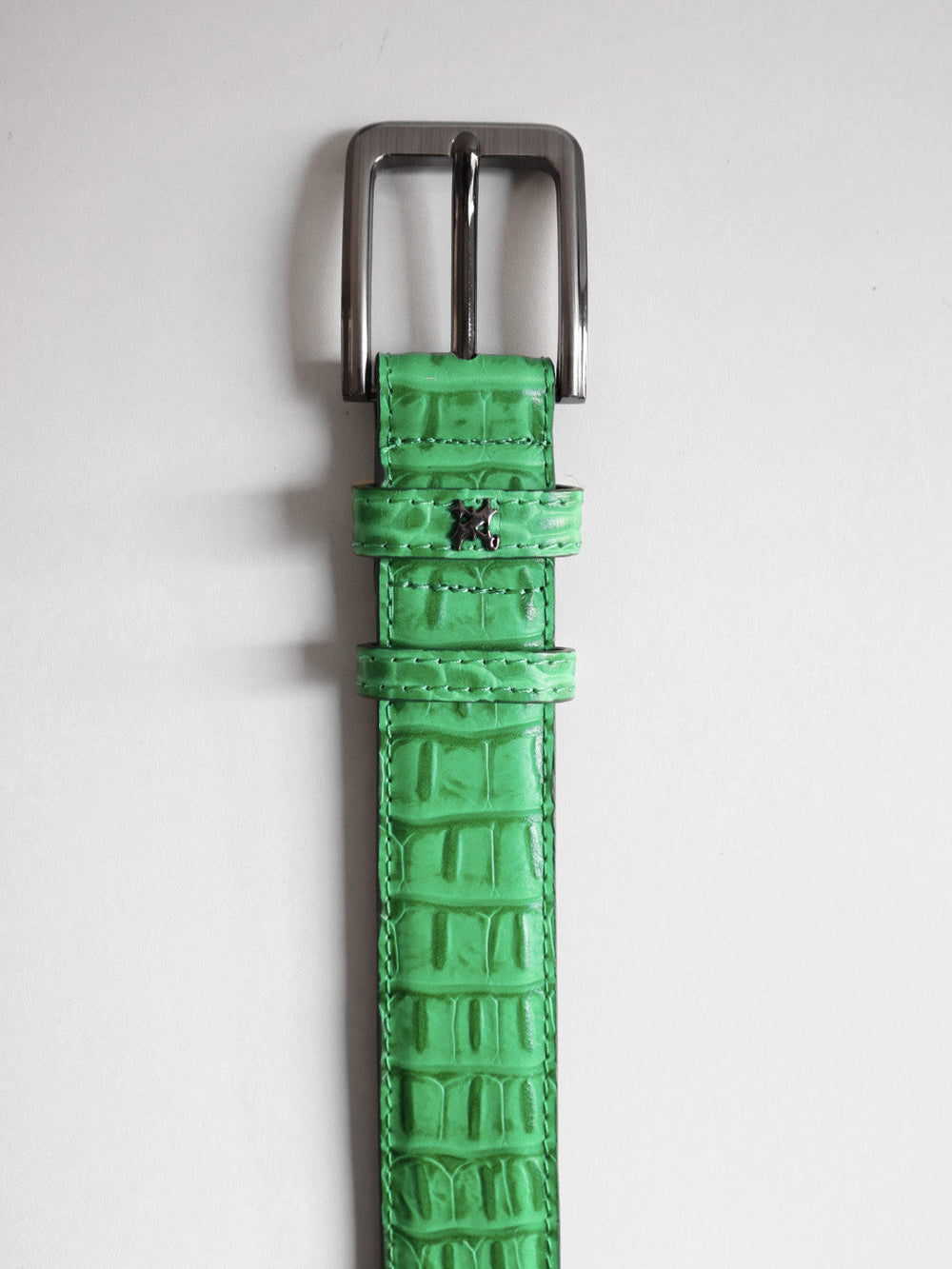 LEATHER CROC BELT GREEN