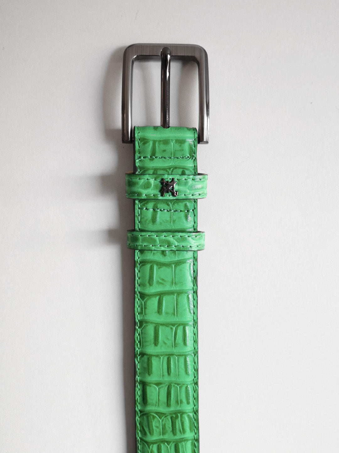 LEATHER CROC BELT GREEN