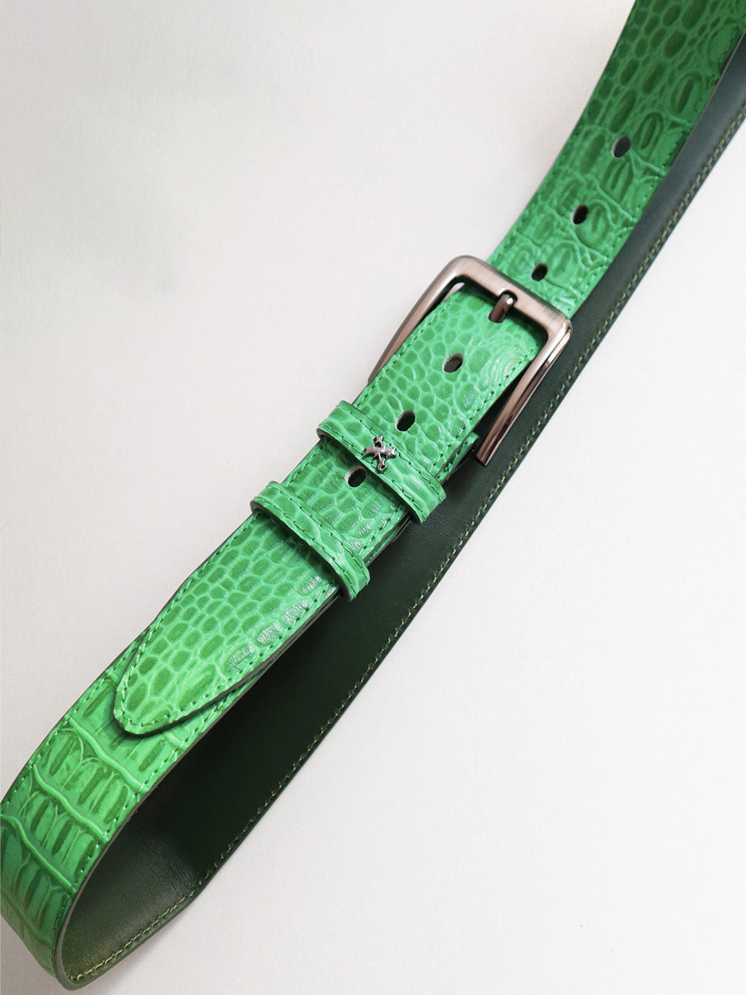 LEATHER CROC BELT GREEN