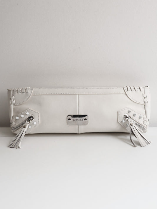 METRO LEATHER CLUTCH WHITE