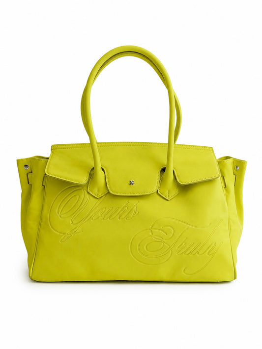 LEATHER CARRYALL NEON GREEN