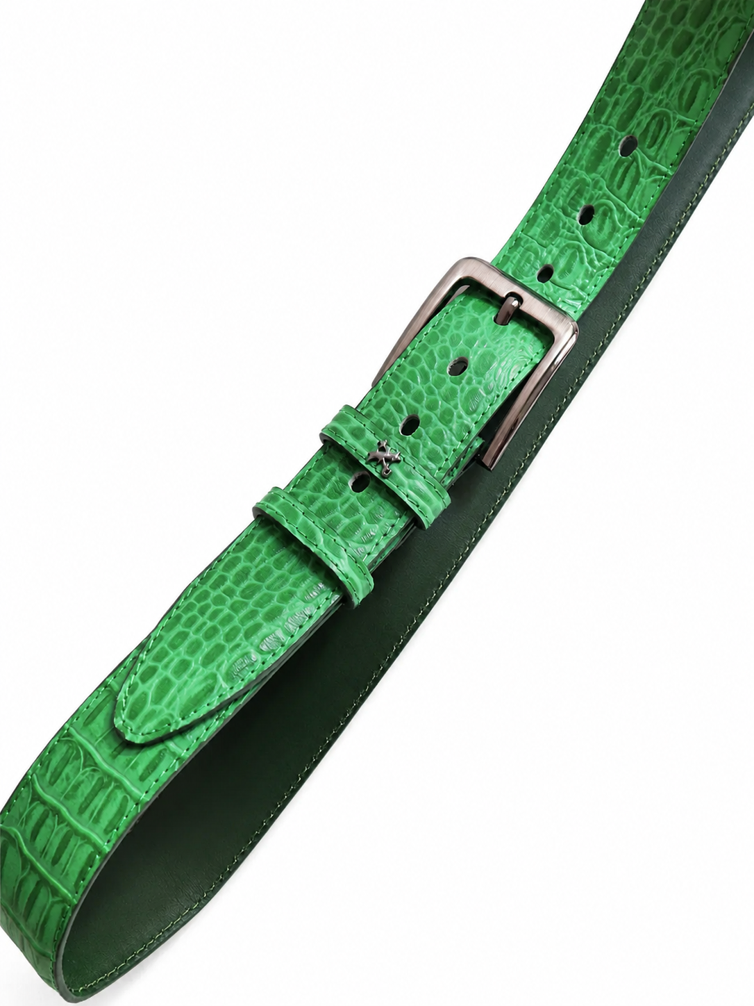LEATHER CROC BELT GREEN