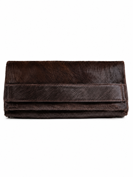 PILLOW COWHIDE CLUTCH BROWN