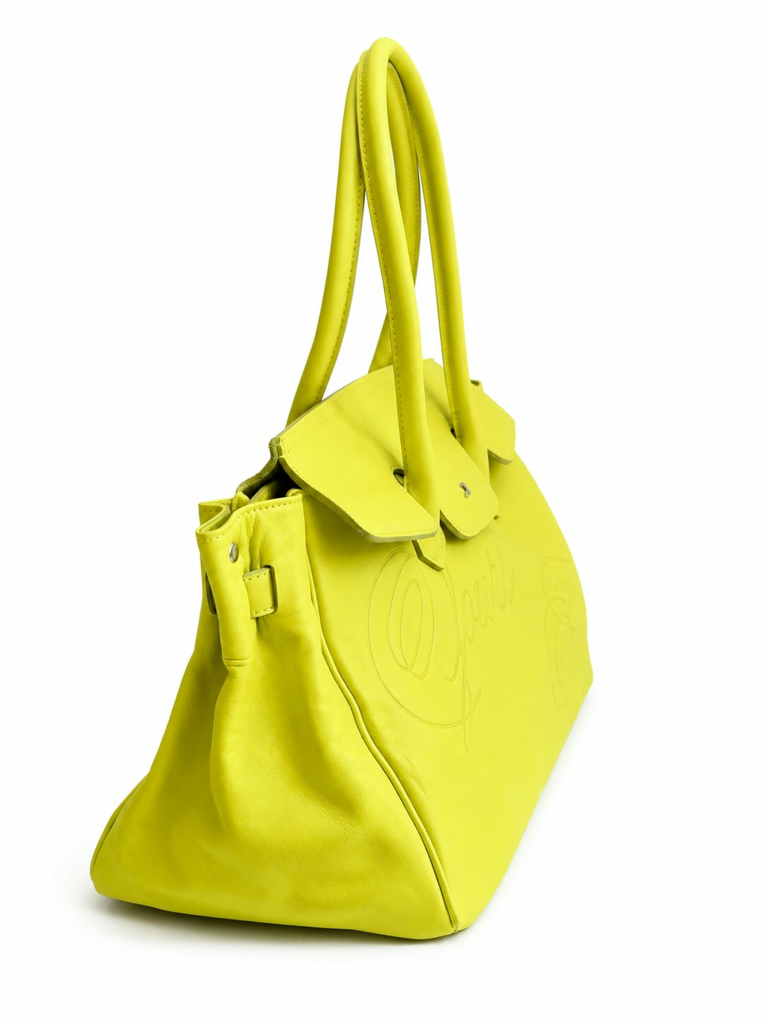 LEATHER CARRYALL NEON GREEN