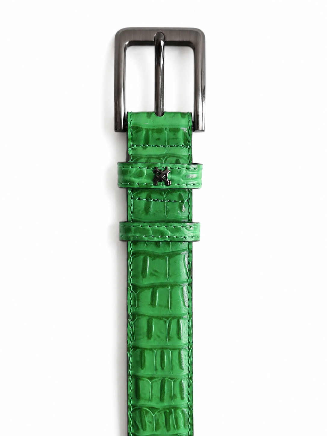 LEATHER CROC BELT GREEN