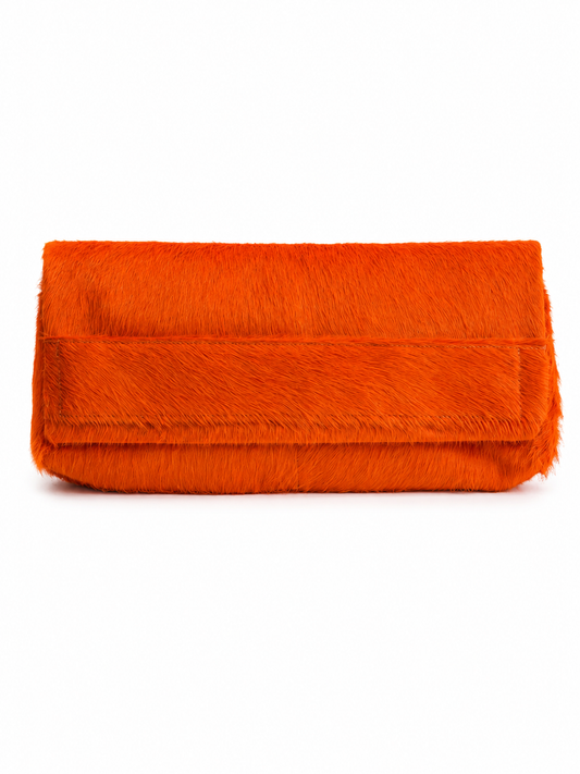 PILLOW COWHIDE CLUTCH ORANGE