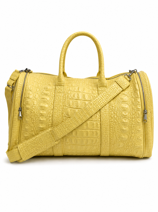 LEATHER DUFFLE CROC YELLOW