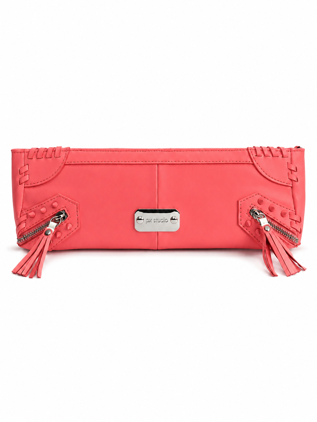 METRO LEATHER CLUTCH CORAL