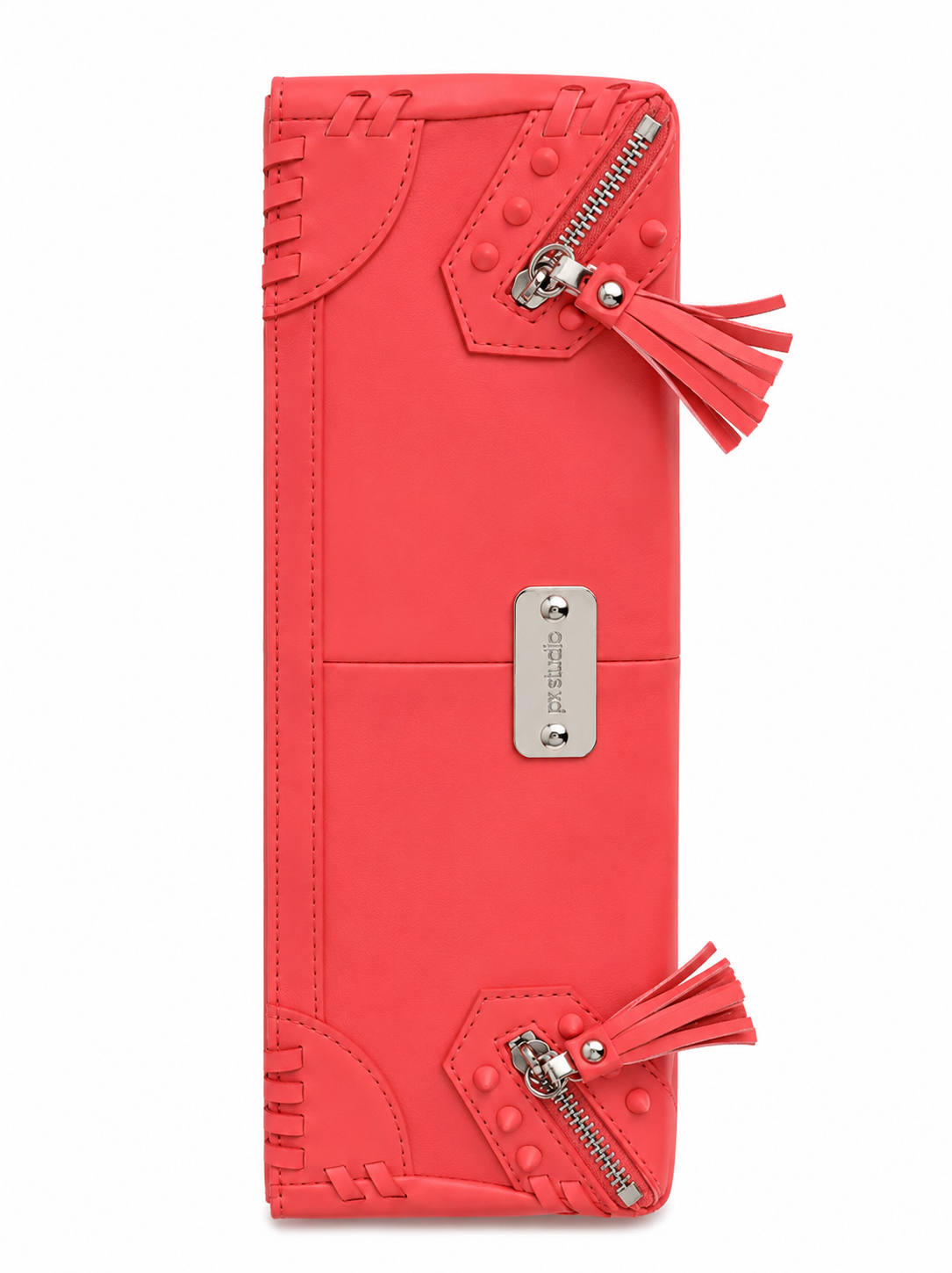 METRO LEATHER CLUTCH CORAL