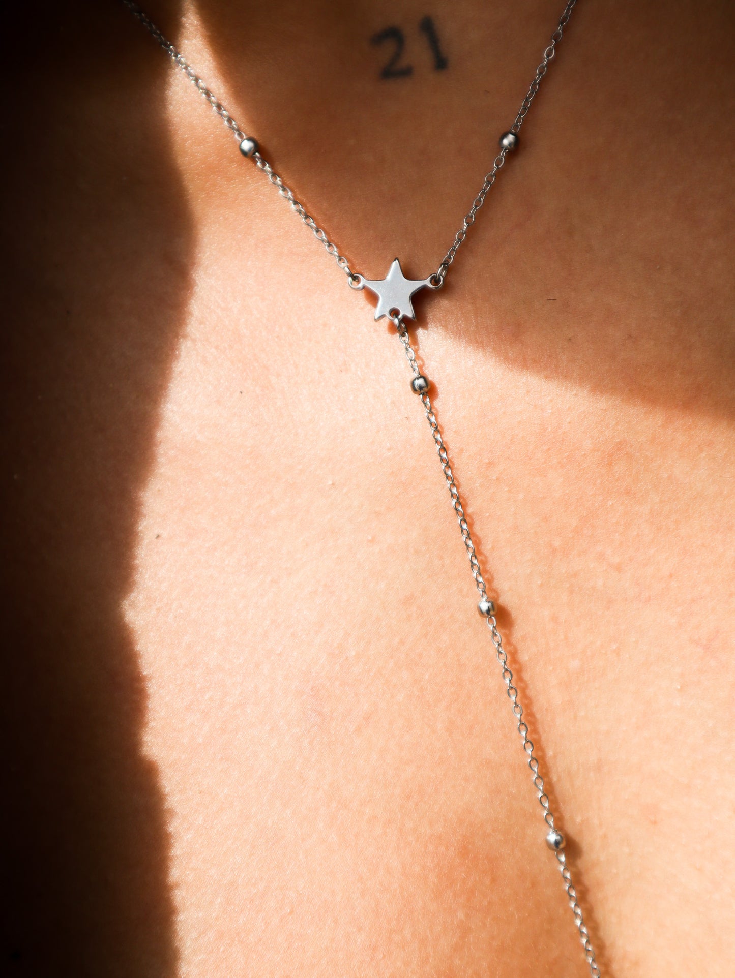 X ROSARY NECKLACE SILVER