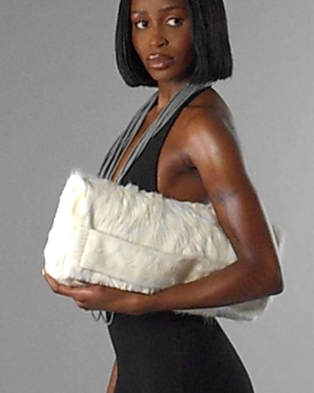 PILLOW COWHIDE CLUTCH WHITE