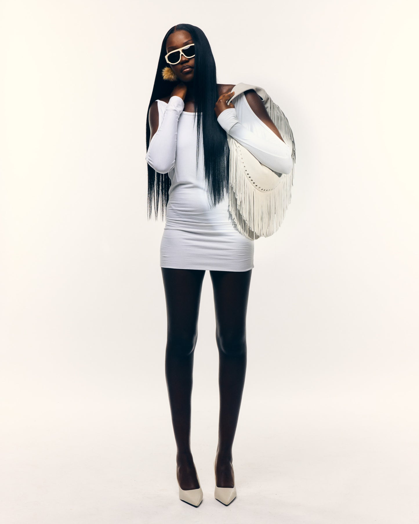 SUEDE TASSEL BAG WHITE