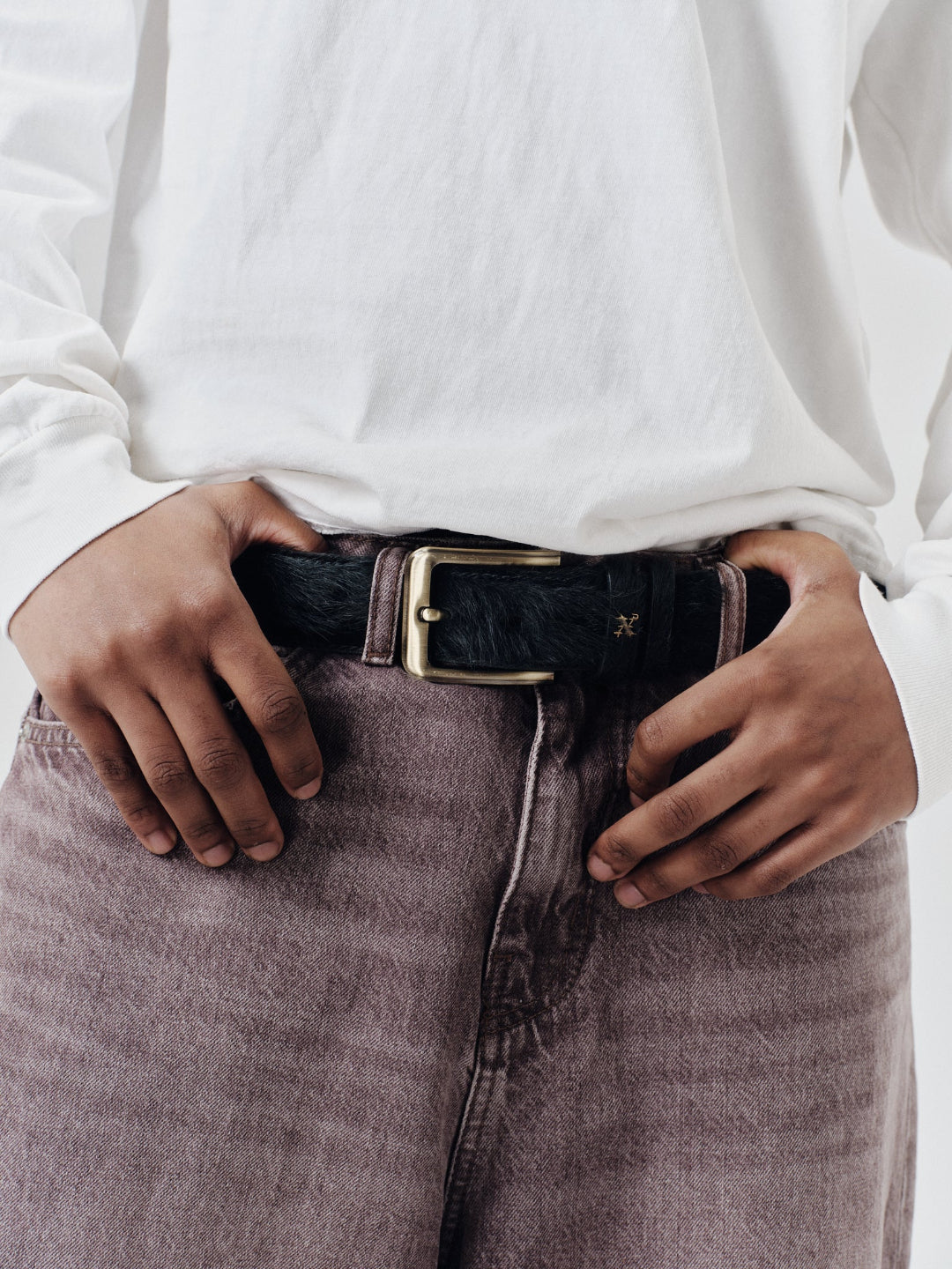 COWHIDE BELT BLACK
