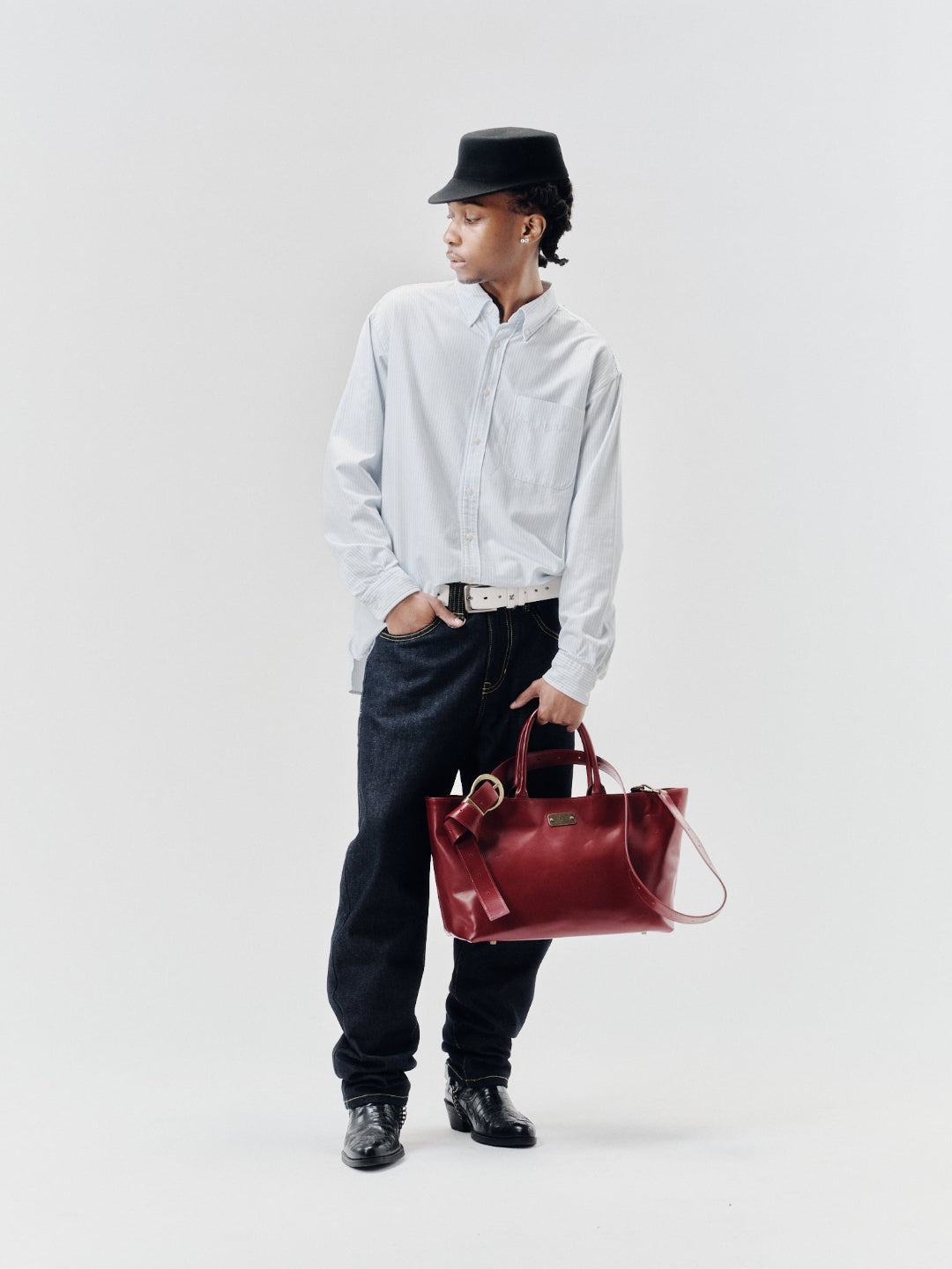 LEATHER BUCKLE SAC RED
