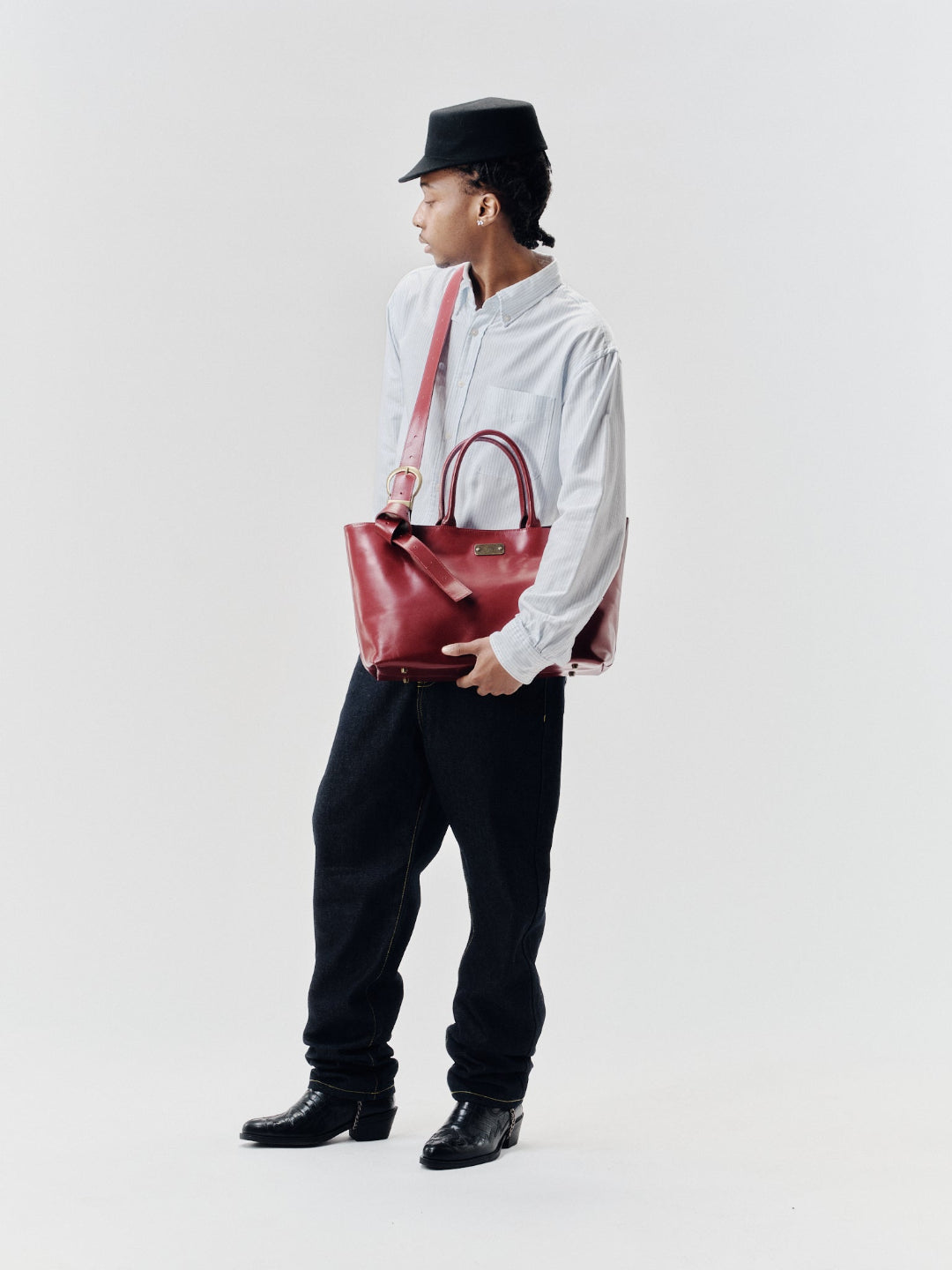 LEATHER BUCKLE SAC RED