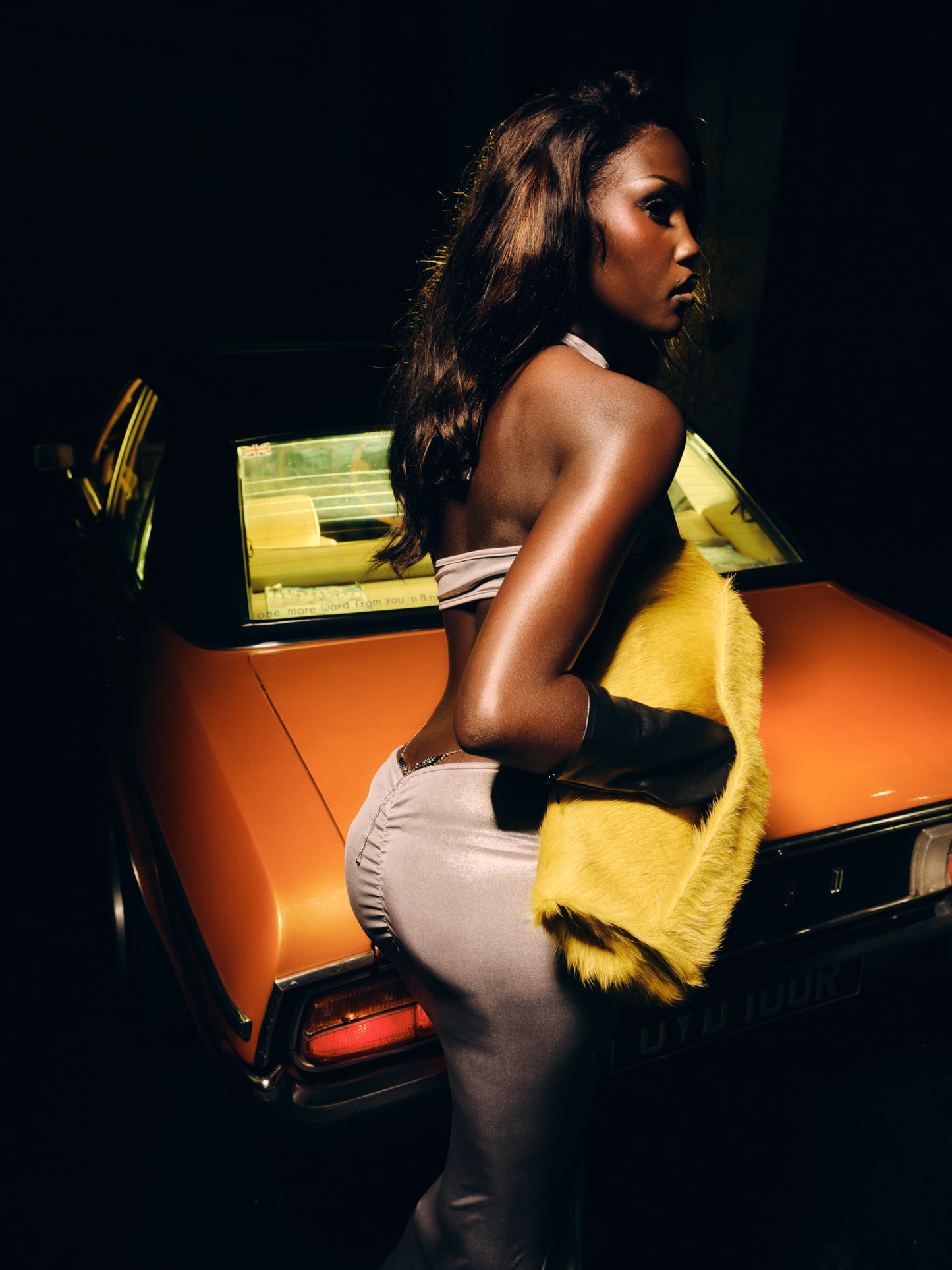 PILLOW COWHIDE CLUTCH YELLOW