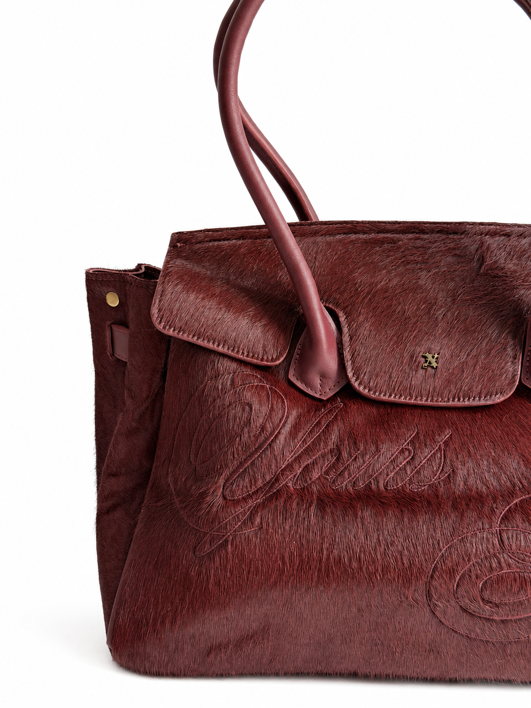 COWHIDE CARRYALL MAROON
