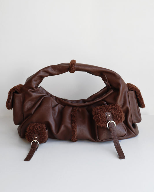 BETTY LEATHER BAG SHEARLING BROWN