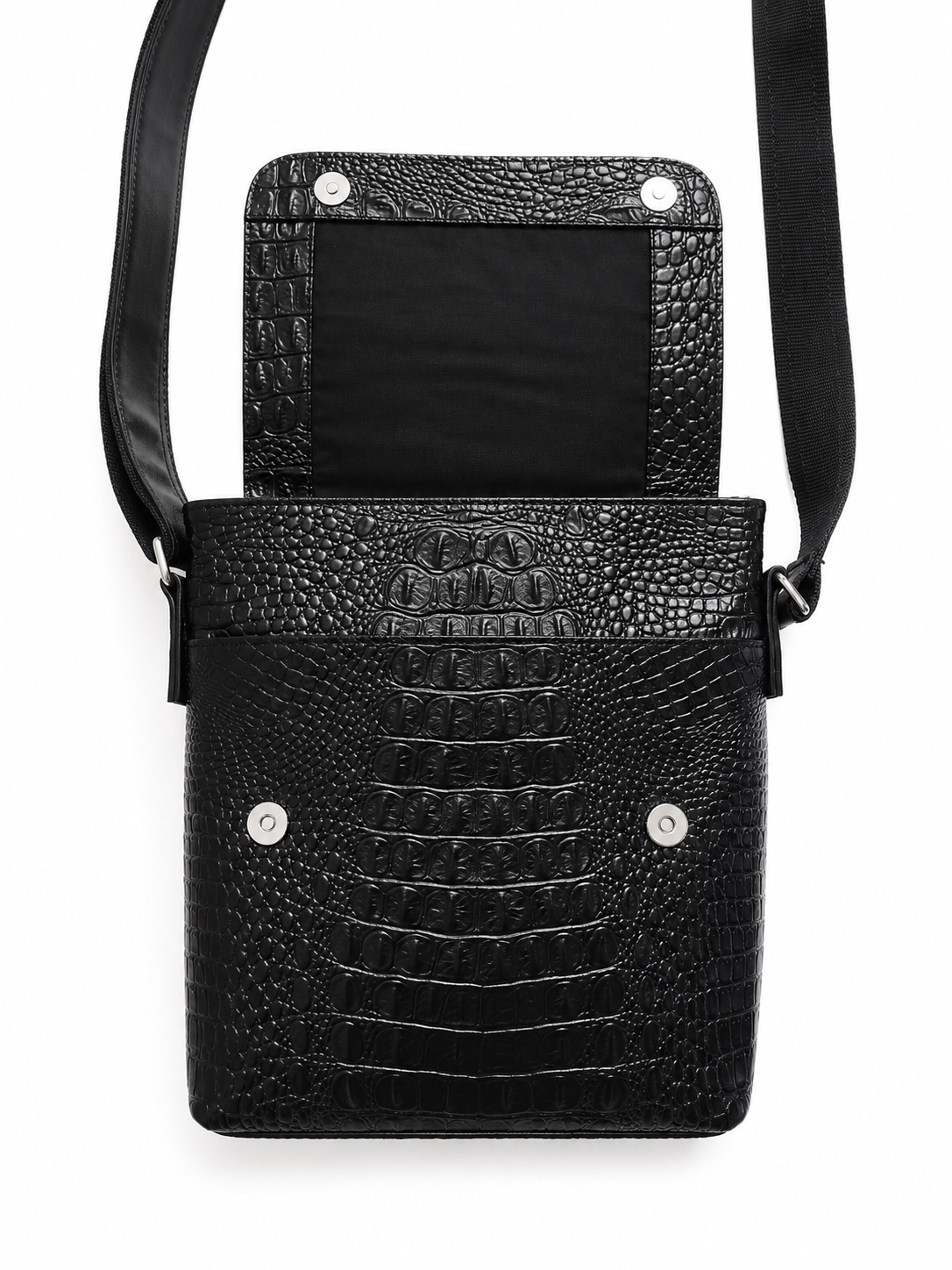 LEATHER POUCH CROC BLACK