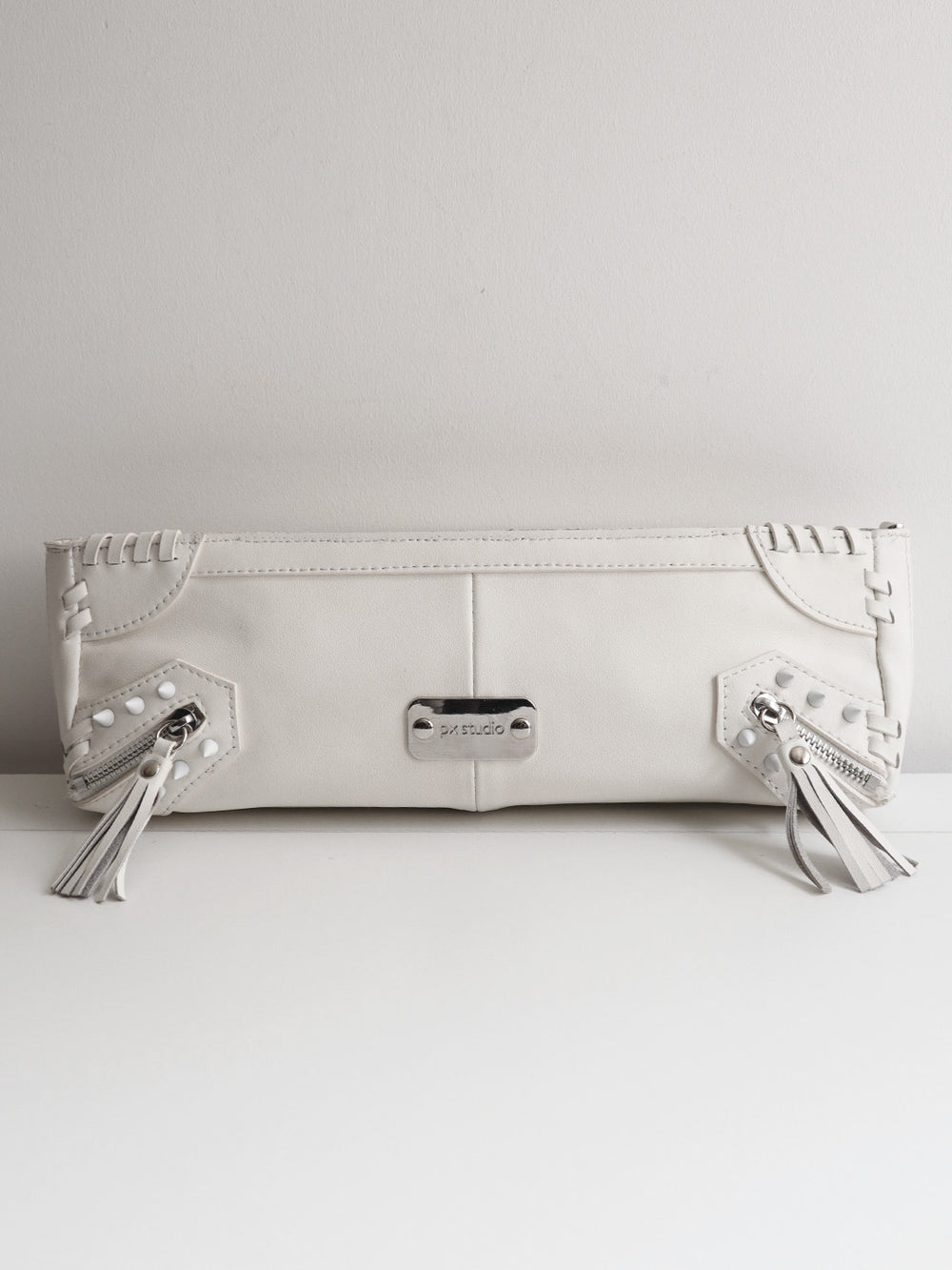METRO LEATHER CLUTCH WHITE