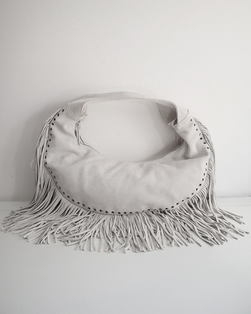 SUEDE TASSEL BAG WHITE
