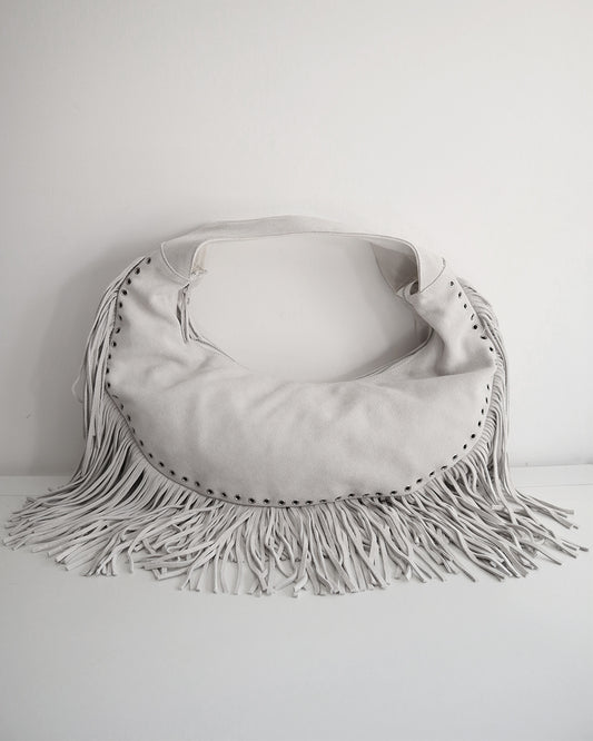 SUEDE TASSEL BAG WHITE