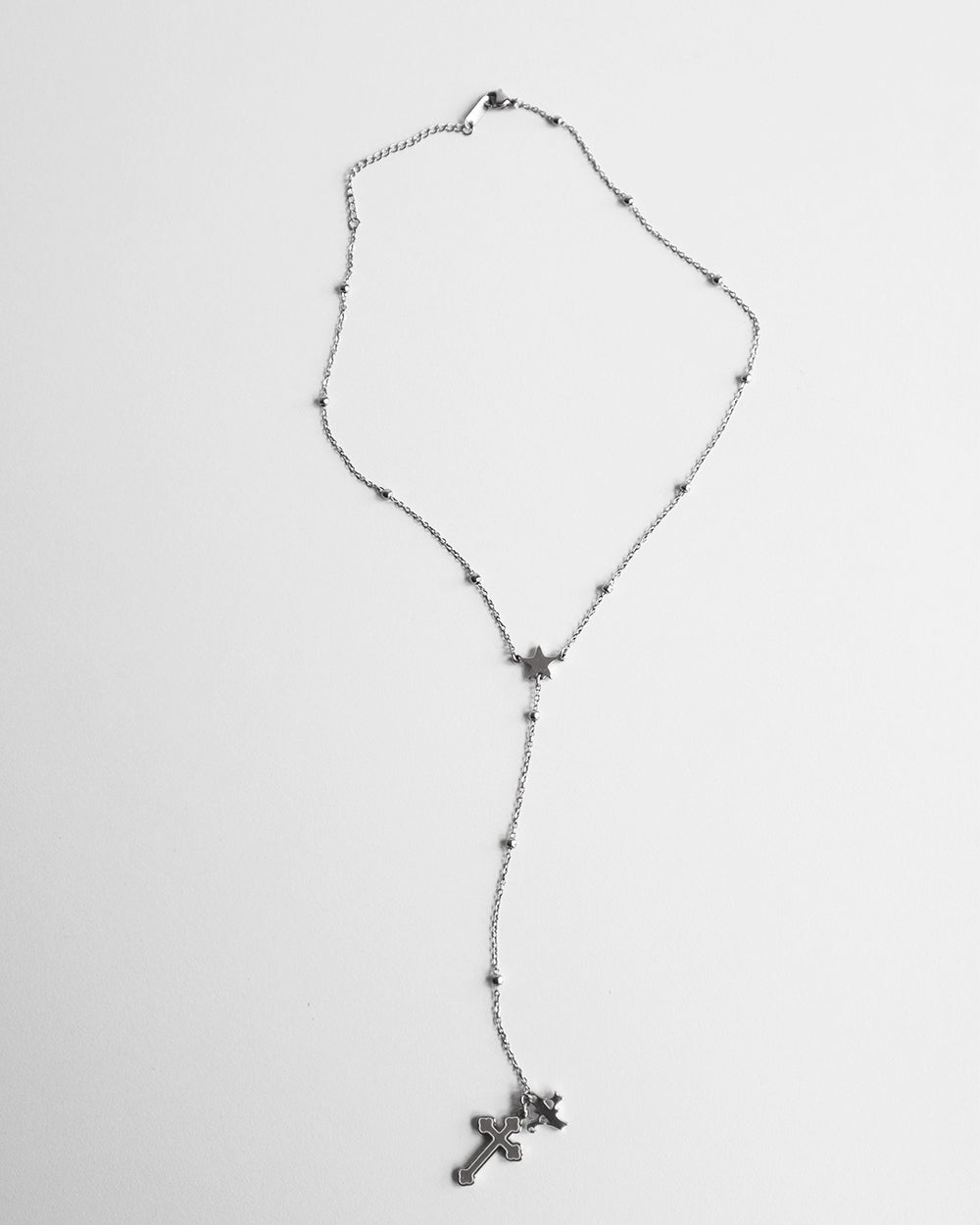 X ROSARY NECKLACE SILVER