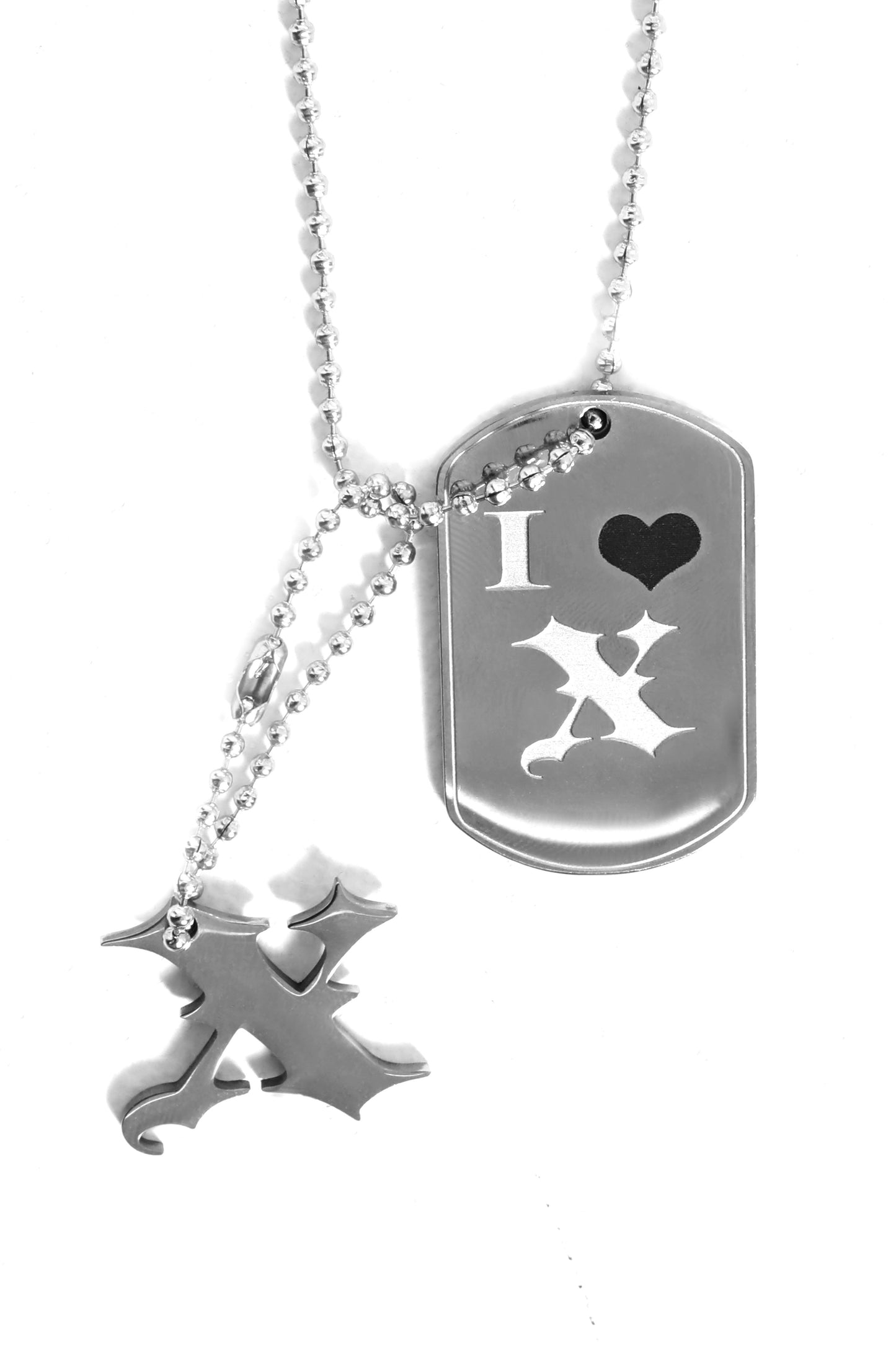 'i heart x' dog tag necklace